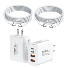 2Pack iPhone 17 16 15 Pro Max Fast Charging Block,6FT USBC to C Woven Cable picture