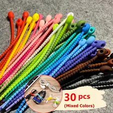Silicone Reusable Cable Organizer Storage Tie Wire Management Zipper Clip picture