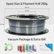Dual Color 1.75Mm 3D Printer Filament Bundle, Silk PLA 6 Spools Pack - White ... picture