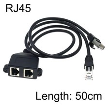 1pc 2x RJ45 Male to Dual Female Panel Mount Ethernet Lan Network Extension Cable picture