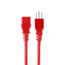 3x 2FT Power Cord Cable Extension NEMA 5-15P to IEC 60320 C13 18AWG 3-Prong Red picture