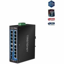 TRENDnet TI-G162 Hardened Industrial 16-Port Gigabit Switch 2x SFP DIN-Rail Hub picture