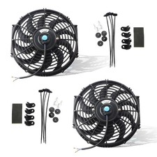 MOSTPLUS Black 12V Radiator Slim Fan Push/Pull 12 Inch Set of 2 picture