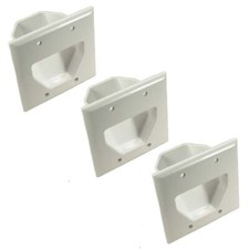 3x Dual 2 Gang Recessed Wall Plate Low Voltage HDMI Audio Video Cable Pass White picture