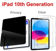 2-Pack For iPad 10th Generation Tempered Glass Screen Protector Privacy / Clear picture
