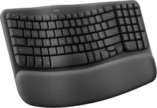 Logitech WAVE KEYS Bluetooth Keyboard - Black Ergonomic Design Wrist Rest GRAY picture