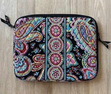VERA BRADLEY Black Paisley Padded Laptop Computer Tablet Bag Case 14