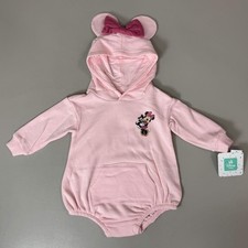 DISNEY BABY Minnie Mouse Romper w/ Hood & Pocket Sz 3-6 Months Pink RPHK picture
