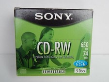 Sony CD-RW 1x 2x 4x  650 MB 74 Min 5 Pack Unopened rewritable picture