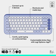 Logitech POP Icon Keys Wireless Bluetooth Keyboard, Lilac and Off-White, picture