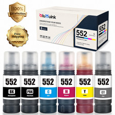 6PK T552 552 Ink Bottles replacement EcoTank ET-8550 ET-8500 (BK/PBK/C/M/Y/GY) picture