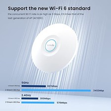 WHITE - TENDA WIFI 6 AX3000 DUAL BAND GIGABIT LONG-RANGE CEILING MOUNT ACCESS picture