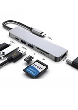 Small USB Hubs 6 in 1 USB-C Hub Multiport Adapter Type C Hub For iPad Pro Laptop picture