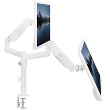 VIVO White Dual Monitor Mechanical Spring Desk Mount for 2 Screens up to 32