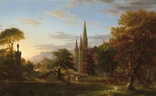 Landscape nature painting trees forest clouds thomas Custom Gaming Mat Desk picture