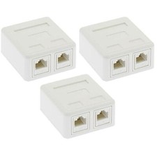 3x 2 Port Cat6 RJ45 Network LAN Surface Mount Box w/ 2x CAT6 Keystone Jack White picture