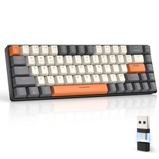 ZIYOU LANG RK68 60% Wireless Mechanical Keyboard, White Orange Red Switch picture