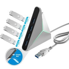 USB 3.0 Hub 4 Ports USB A 5Gbps Splitter Long Cable Expander LED Light Docking picture