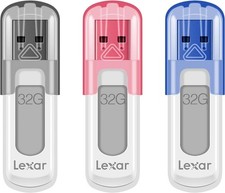 Lexar JumpDrive V100 32GB USB 3.0 Flash Drive, 3-Pack Gray, Pink, Blue picture