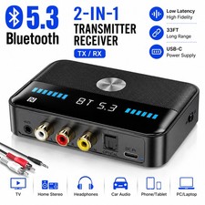 Bluetooth 5.3 Receiver Transmitter Wireless 3.5mm AUX NFC to 2 RCA Audio Adapter picture