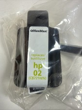 C8721WN office max HP02 Black Ink Sealed In Bag picture