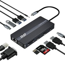 USB C Docking Station 3 Monitors, 12-in-1, Triple Display-4K HDMI Dual Monitors picture