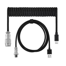 Usb Keyboard Cable Black Coiled Keyboard Usb Type C Cable DIY Aviation Plug1726 picture