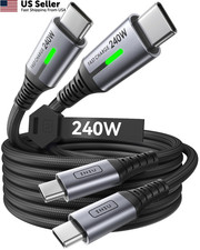 2 Pack 6.6ft 240W USB C to USB  Cable Fast Charging Braided Type C Cord FROM USA picture