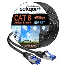 Cat 8 Ethernet Cable Slim 50ft Outdoor&Indoor, Pure Copper Cat8 Internet Cabl... picture