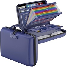 DocSafe Fireproof Document Box 13 Pocket Accordion File Organizer Lock picture