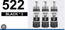 3PK Black 522 Ink Bottle Compatible WITH Epson T522 Fits EcoTank ET2400 ET2800 picture