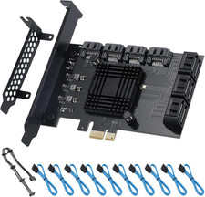 PCI-E X1 to SATA 3.0 Controller Card, 10-Port SATA III 6Gbps Expansion Cards, Su picture
