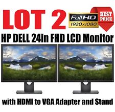 2 x 24in HP Dell Full-HD 1920x1080p Matching LCD Widescreen Monitors Stand HDMI picture