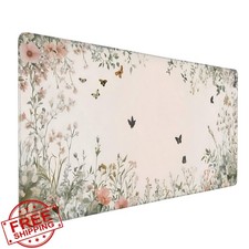 Cute Floral Aesthetic Wildflower Large Mouse Pad, Pink Macaron Desk Mat with ... picture