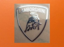 1 pcs Sticker for Lamborghini Skylake Silver Chrome Logo Decal Badge 27mmx30mm picture