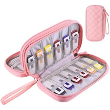 USB Flash Drive Holder Case, Portable Storage Bag Organizer for Pink picture