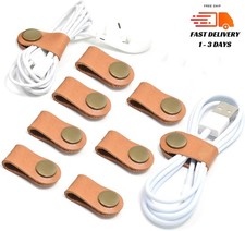 Organizador de cables, paquete de 10, soporte para cables, clips de cuero para. picture