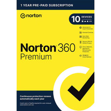 Norton 360 Premium 10 Devices 2026 VPN Antivirus Cloud Software 1 year Key card picture