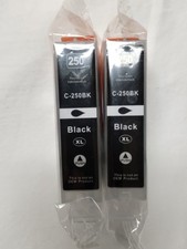 Lot of 2 Ink Cartridges C-250BK Black XL For Canon Printers 2 Pack Set picture