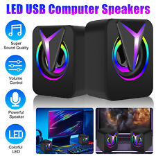 3.5mm Stereo Bass Sound Computer Speakers RGB 2.0 USB Wired for Laptop Desktop picture