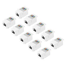 10 Pack Cat 6 Tool-Free RJ45 Ethernet Jack, Cat6 Coupler Adapter, White picture