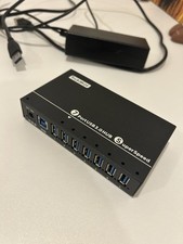 Sipolar A-173 7-Port USB 3.0 Industrial Powered Hub 36W w/ Power Adapter picture