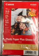 Canon PIXMA Inkjet Photo Paper Plus Glossy II, PP-201, 4''x6'', 5 Sheets  picture