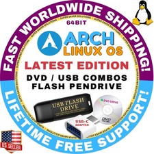 ARCH LINUX OS LATEST BUILD DVD/USB COMBOS, FAST SHIPPING picture