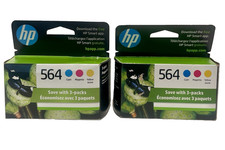 2) 3 Packs HP Hewlett Packard 564 Color Ink Cartridges BEST BY 07/25 AND 01/27 picture