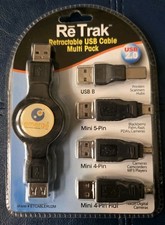 NEW - ReTrak Retractable USB 2.0 Cable with 4 Adapter Tip Multi Pack picture