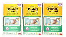 Lot of 3 Post-it 4x8 Holiday Invitation Photo Card Kits Picture Paper & Software picture