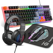 Snpurdiri Wired Gaming Combo Keyboard & Mouse, Headphones, Mouse pad for PC picture