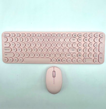 NEW Retro Round Keycap Keyboard & Mouse Combo, Wireless, Mechanical, LIGHT PINK picture