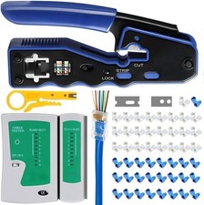 RJ45 Ethernet Crimper Tool Kit for Network Cable with 50 Pass Through Connectors picture
